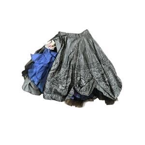 Upcycled Vintage 50s Black & White Checkered Flocked Full Skirt Funky Petticoat